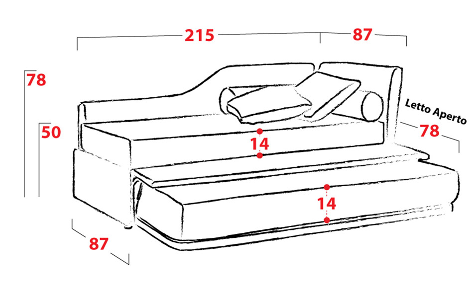 Divano letto con rete estraibile, offerta imperdibile! Personalizzabile nel tessuto e nel colore, oltre ad essere 100% sfoderabile.