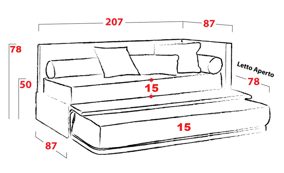 Misure del divano letto