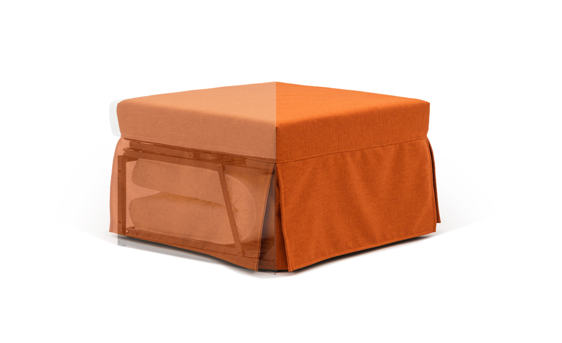 Materasso alto <strong>H11 Cm</strong>,<br>Attenzione, il nostro pouf letto è brevettato per 320KG di portata